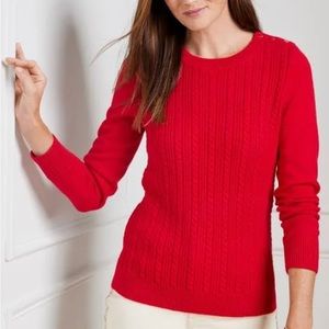 NWT Talbots Red 3 Button Sleeve Winter Red Cable-Knit Sweater 2XP Plus Petite